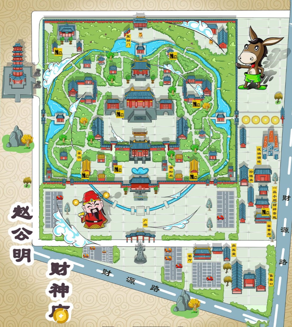 山阳寺庙类手绘地图